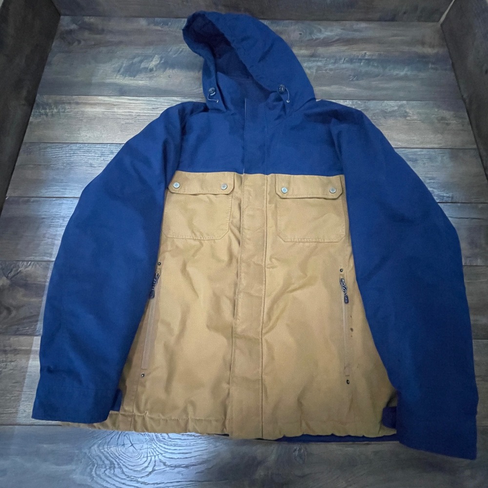 Swiss Tech Mens 2XL Hooded Jacket Blue Tan Colorblock Parka Winter Outdoor